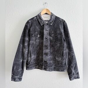 John Varvatos Collection Wesley Corduroy Trucker Jacket Black Distressed Tye Dye